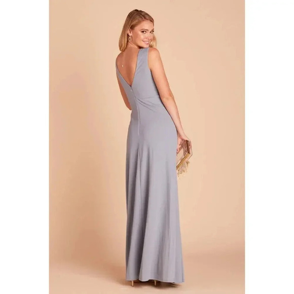 NWT Birdy Grey Shamin Maxi Dress Sleeveless V Front & Back Crepe Dusty Blue 2X - Picture 3 of 10
